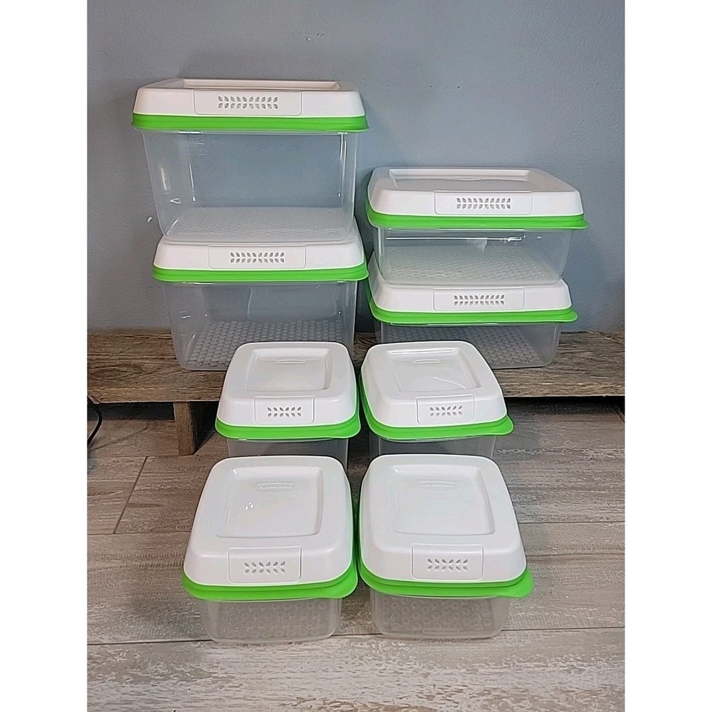 Set 8 (16 Pc) Rubbermaid FreshWorks Produce Saver Food Storage Containers